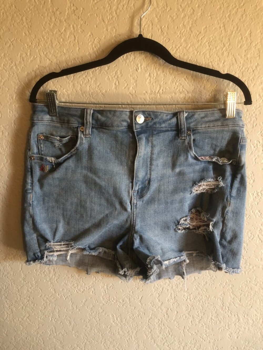 NWOT American Eagle Womens Blue High Rise Shortie Shorts Next Level Stretch 16